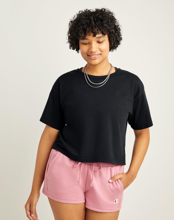 Champion T-Shirt Dames - Zwart - Lightweight Cropped ( 109823-BFP )